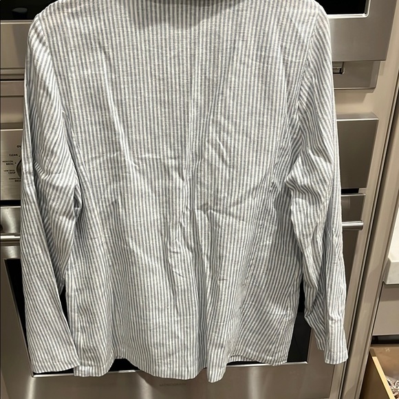 SAGE THE LABEL: Baby Blue & White Stripped Casual Blazer - Picture 6 of 9